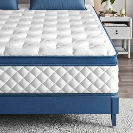 Queen Mattress, 10 Inch Medium Firm Hybrid Bed in a Box, Memory Foam with Pocket Springs, Pressure Relief & Edge Support