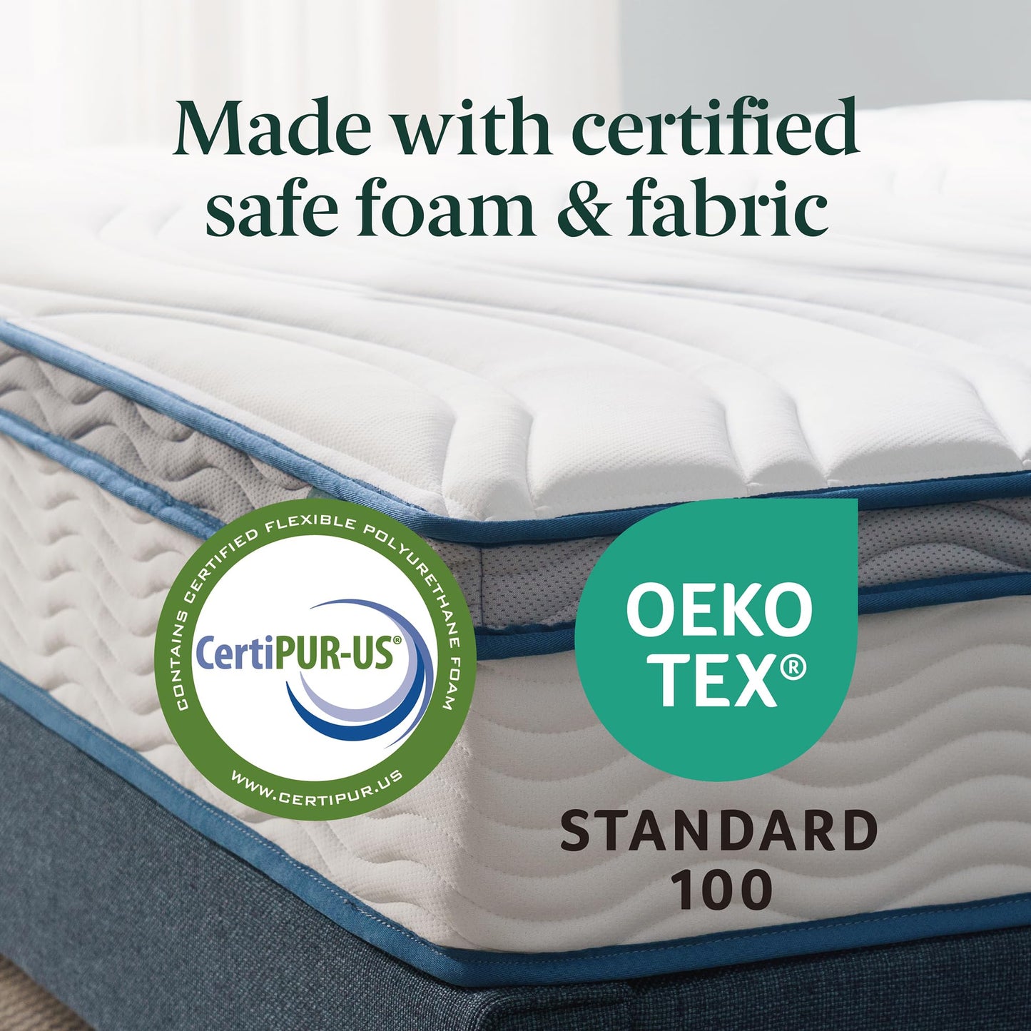 10 Inch Full Size Hybrid Spring Mattress in a Box, Medium Firm Bed with Durable Support, Fiberglass-Free, Certified Safe Foams & Fabric