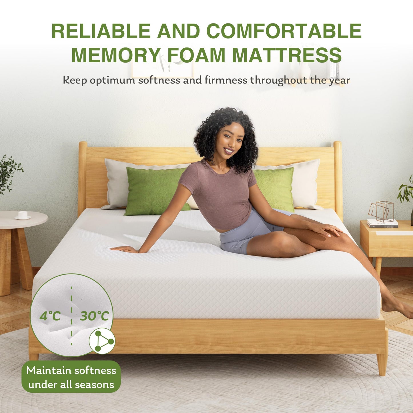 5 Inch Full Size Kids Mattress, Memory Foam Bed with Cooling Green Tea Gel, Medium Firm Support, White, 75'' x 54''