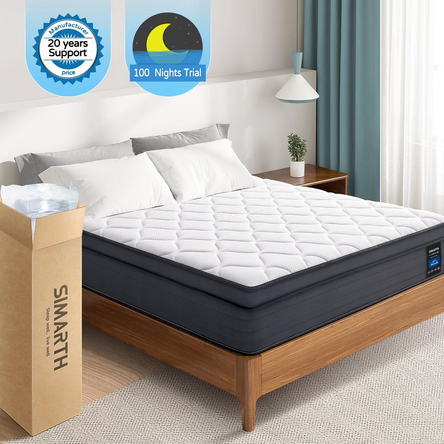 14 Inch King Size Hybrid Memory Foam Mattress in a Box, Medium Bed with Motion Isolation, Pressure Relief & Strong Edge Support