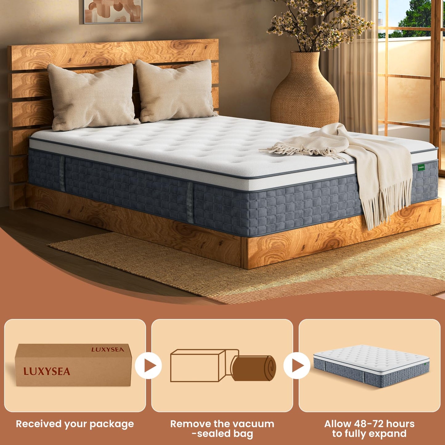 12 Inch Twin Size Hybrid Memory Foam Mattress in a Box, Pocket Springs for Motion Isolation & Silent Sleep, Medium Firm Bed with Pressure Relief