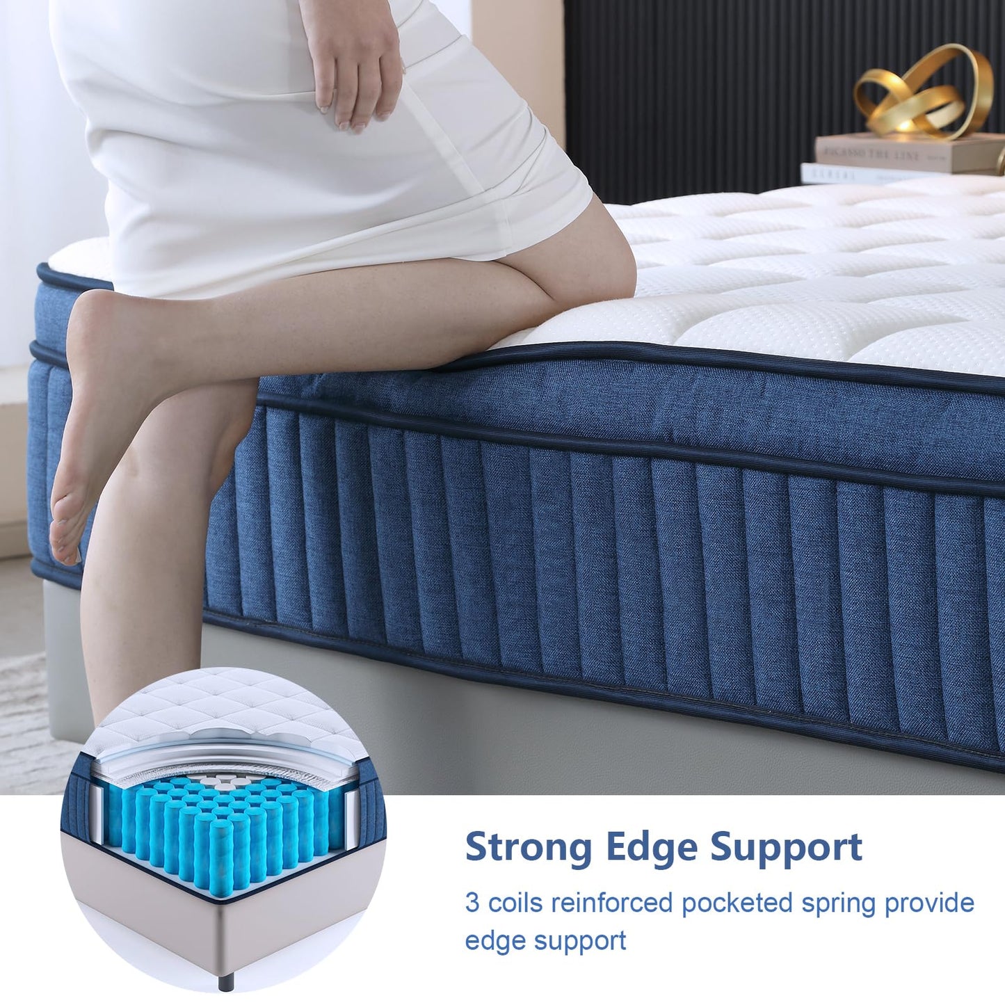 14 Inch King Size Hybrid Mattress in a Box, Gel Memory Foam & Pocket Spring for Comfort, Pressure Relief, Edge Support