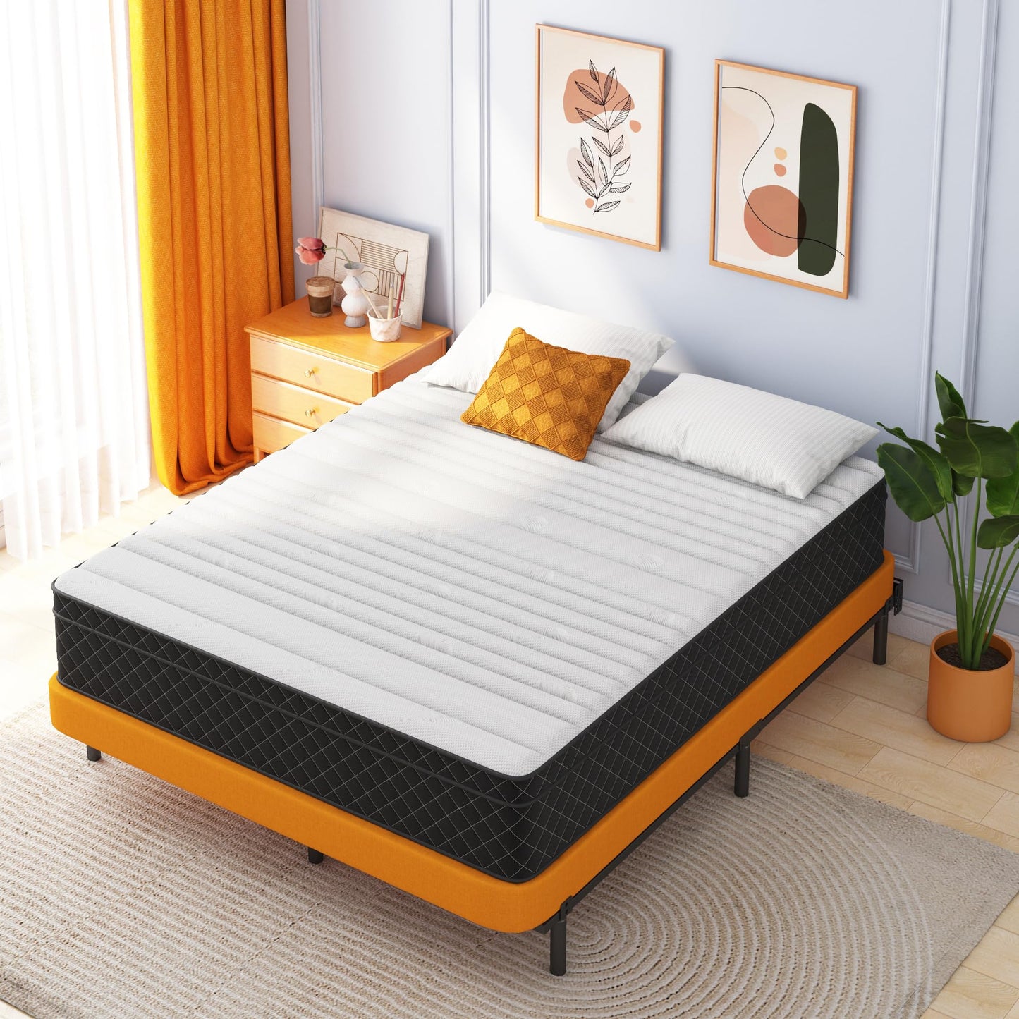 10 Inch Queen Hybrid Mattress | Firm Memory Foam with Pocket Springs | Pressure Relief & Supportive