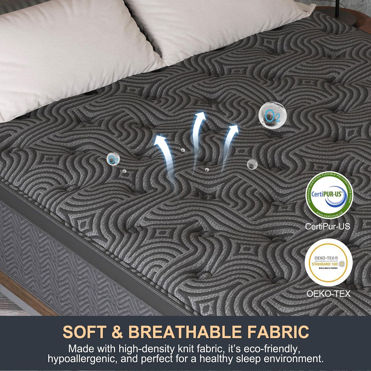 12 Inch Twin Hybrid Mattress | Medium Firm Memory Foam with Pocket Springs | Motion Isolation, Fiberglass Free | Dark Grey, 100 Night Trial