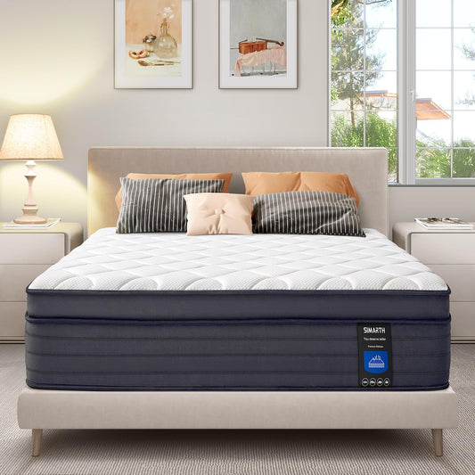 14 Inch King Size Hybrid Memory Foam Mattress in a Box, Medium Bed with Motion Isolation, Pressure Relief & Strong Edge Support