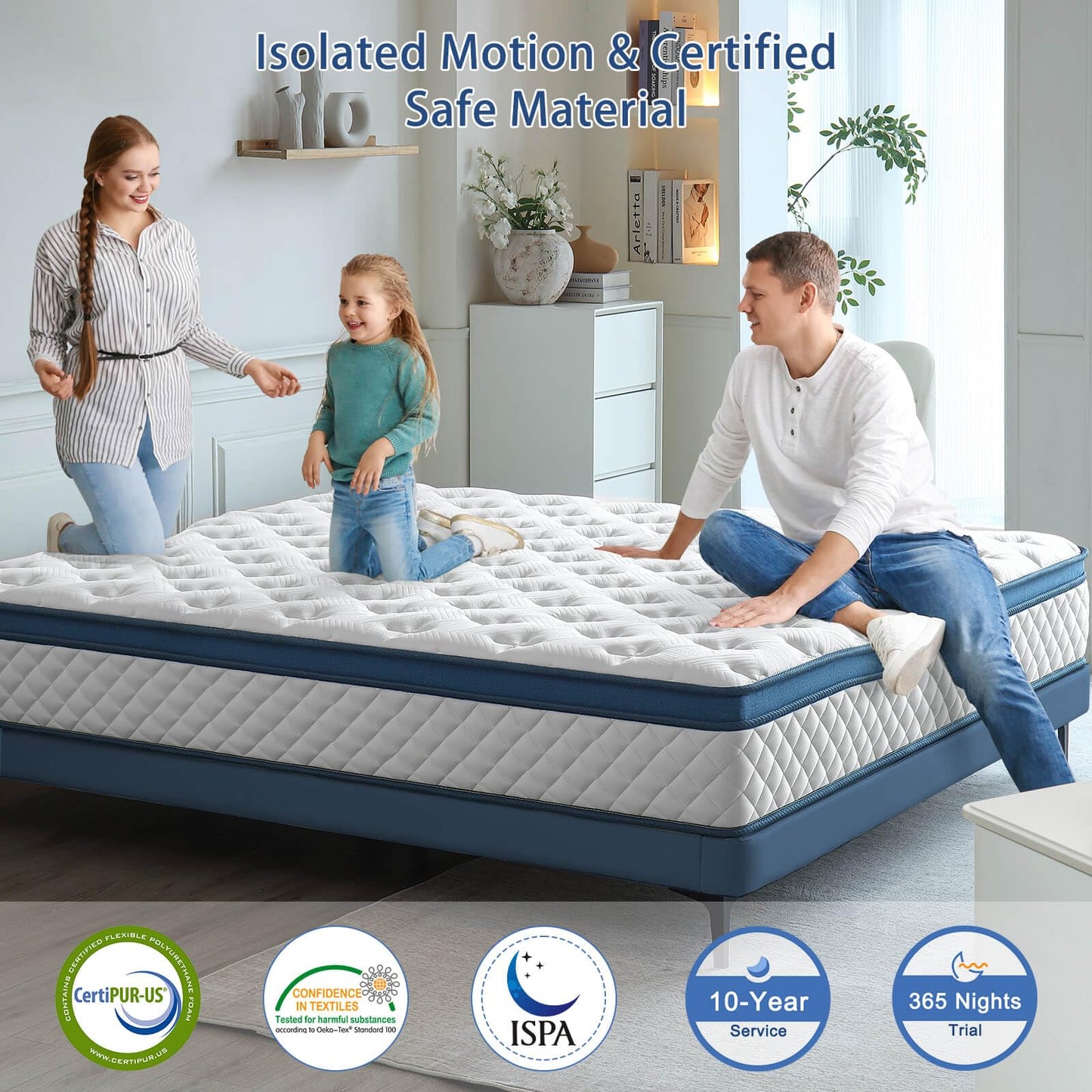 Full Size Mattress, 10 Inch Medium Firm Hybrid Bed in a Box, Memory Foam with Pocket Springs, Pressure Relief & Edge Support