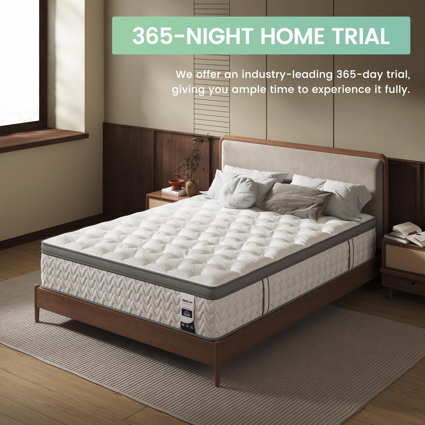 12 Inch Full Hybrid Mattress | 5-Zone Firm with Lumbar & Shoulder Support | Pain Relief, Fiberglass Free | 365 Night Trial