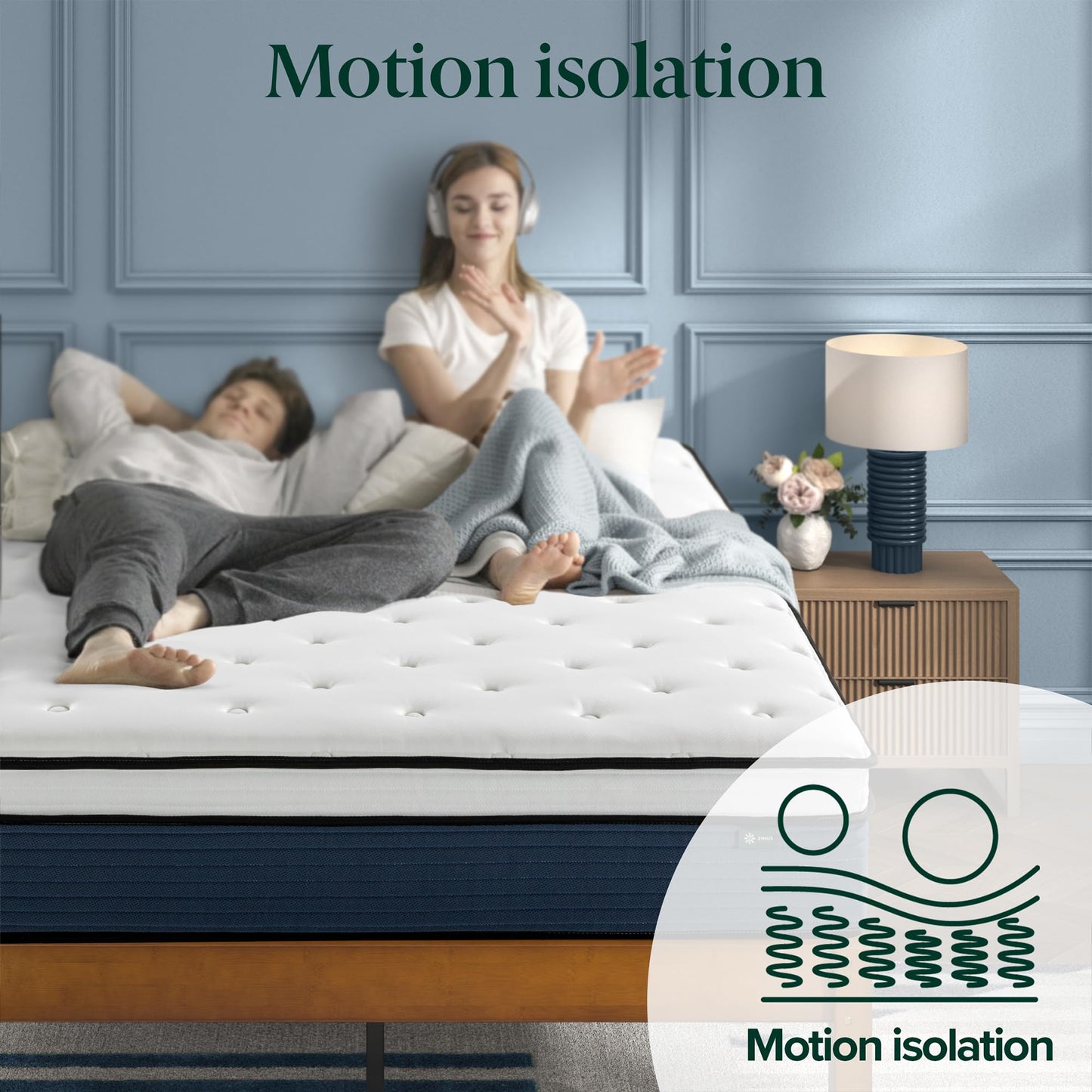 14 Inch California King Hybrid Mattress in a Box, Medium Plush Bed with Cooling Comfort Support & Motion Isolation, Fiberglass-Free, Certified Safe Foams & Fabric