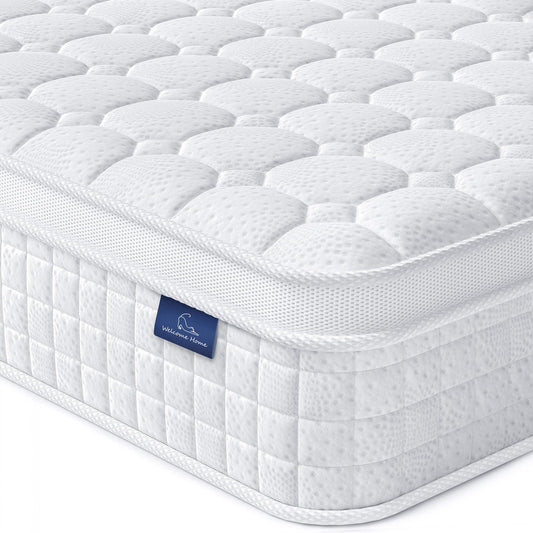 12 Inch Queen Hybrid Mattress | Memory Foam with Pocket Springs | Ergonomic Medium Firm Design | White
