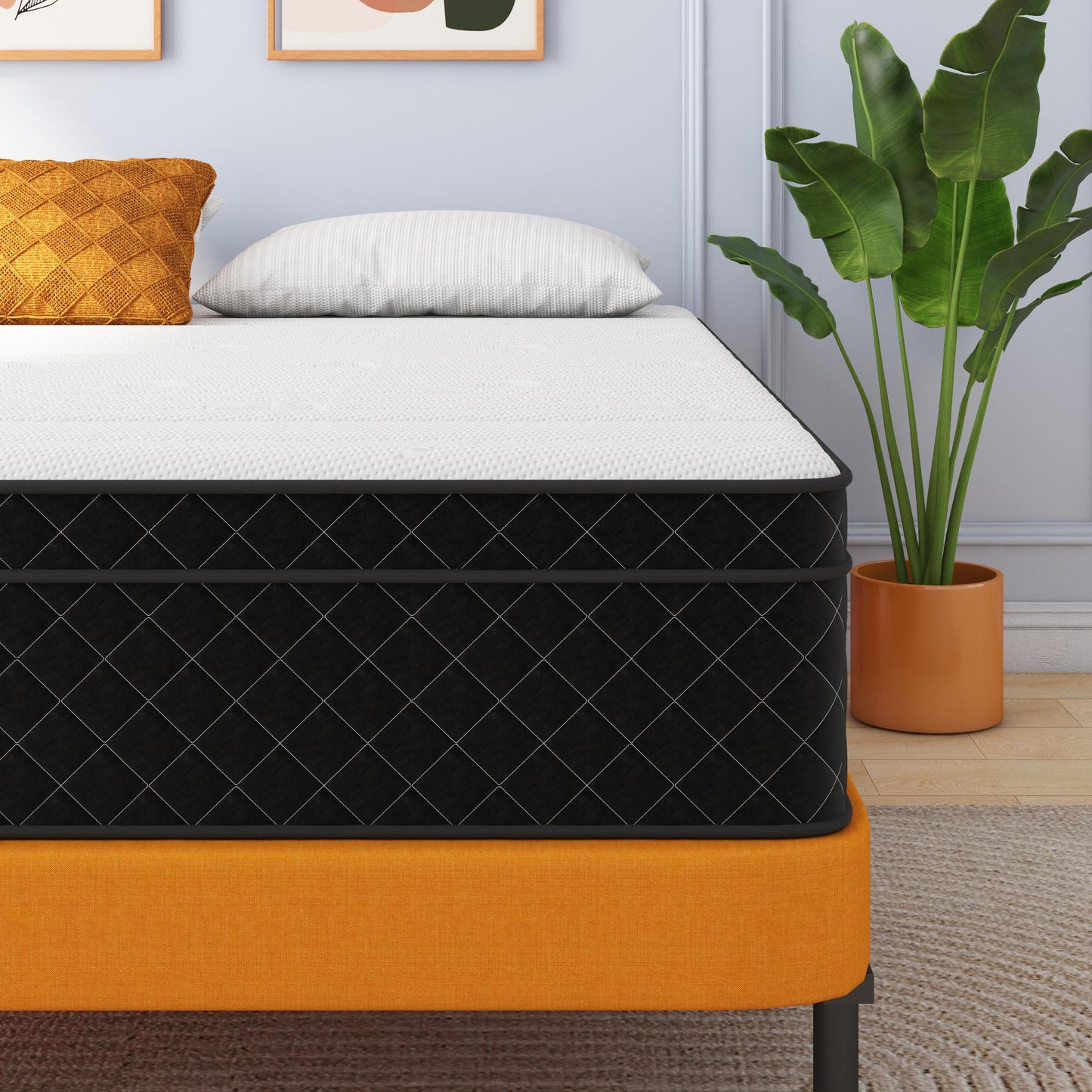 10 Inch Queen Hybrid Mattress | Firm Memory Foam with Pocket Springs | Pressure Relief & Supportive