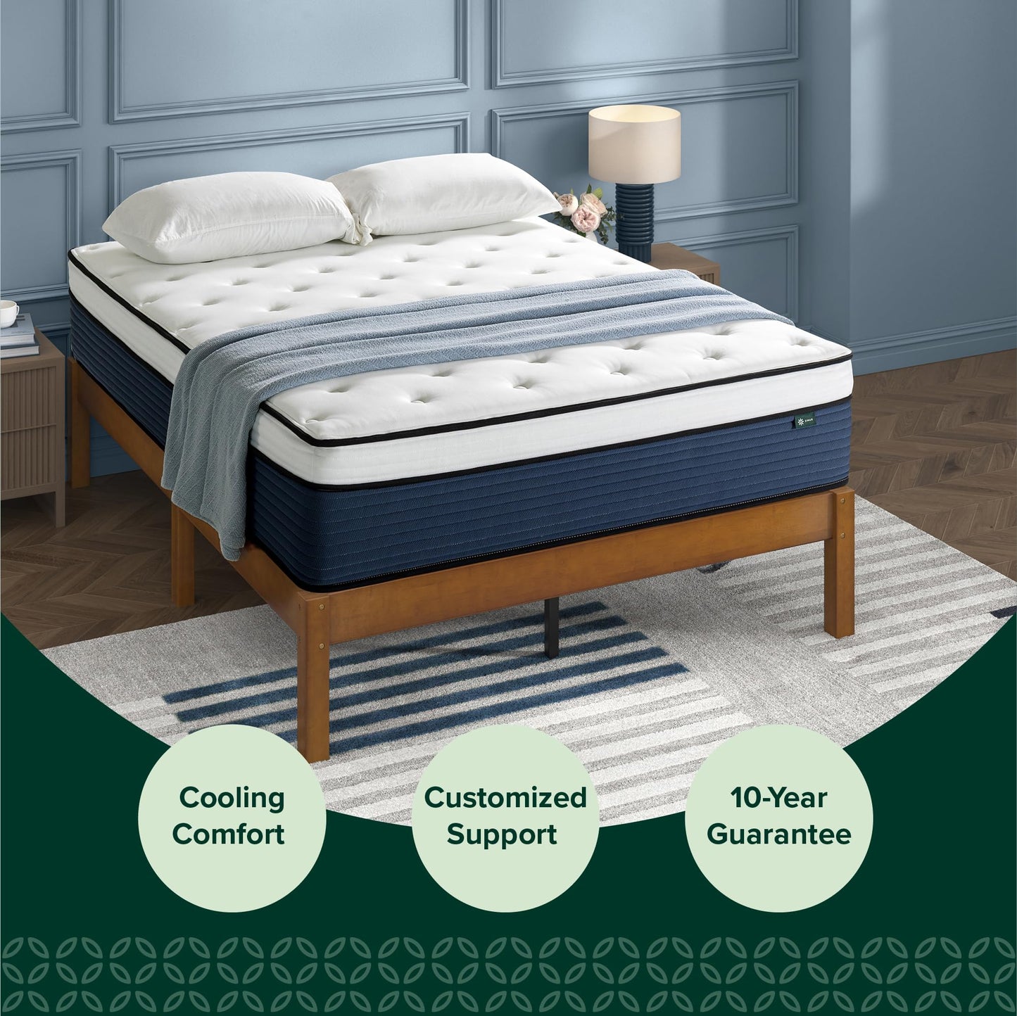 14 Inch California King Hybrid Mattress in a Box, Medium Plush Bed with Cooling Comfort Support & Motion Isolation, Fiberglass-Free, Certified Safe Foams & Fabric