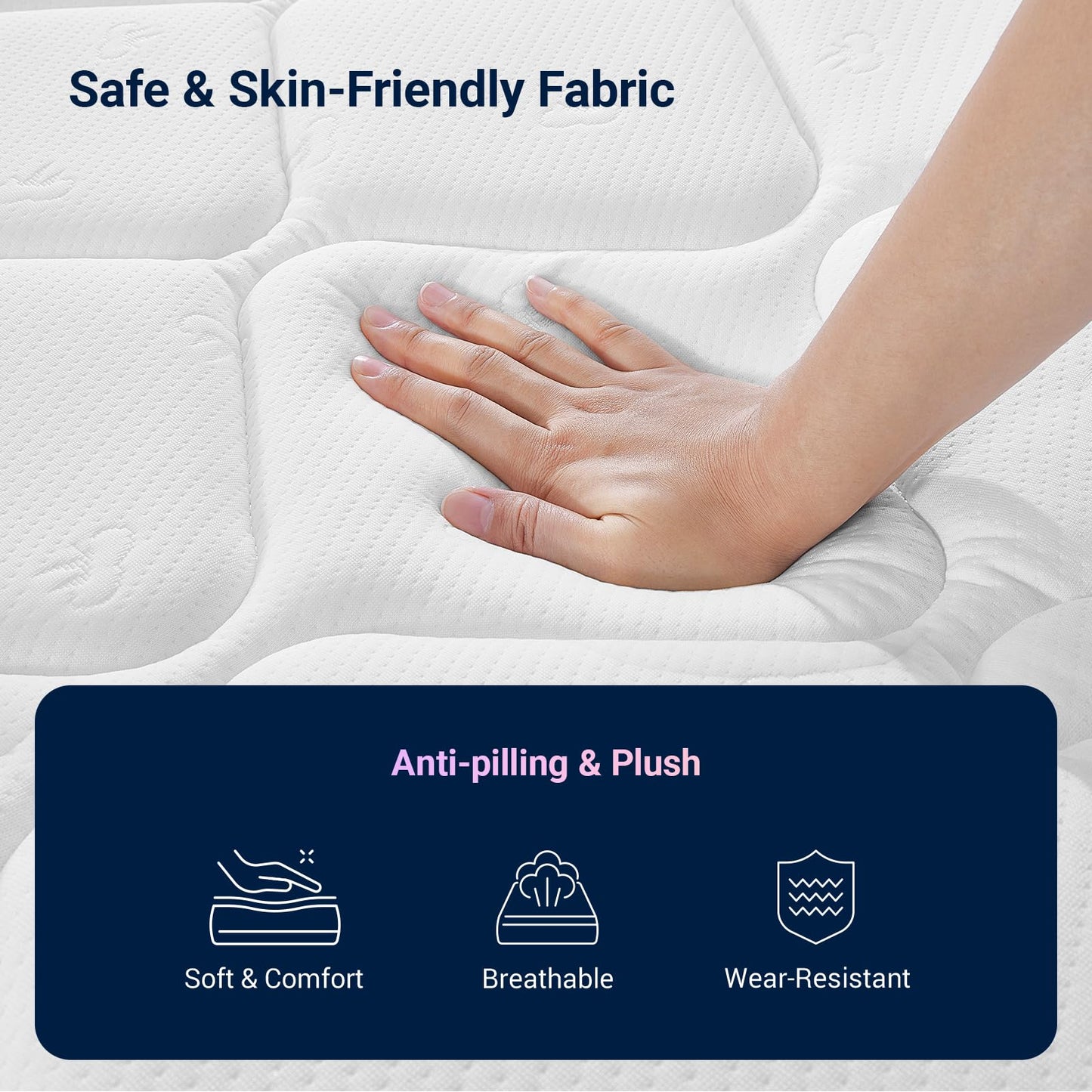 10 Inch Full Size Hybrid Mattress in a Box, Comfort Foam & Pocket Coils for Pressure Relief & Motion Isolation