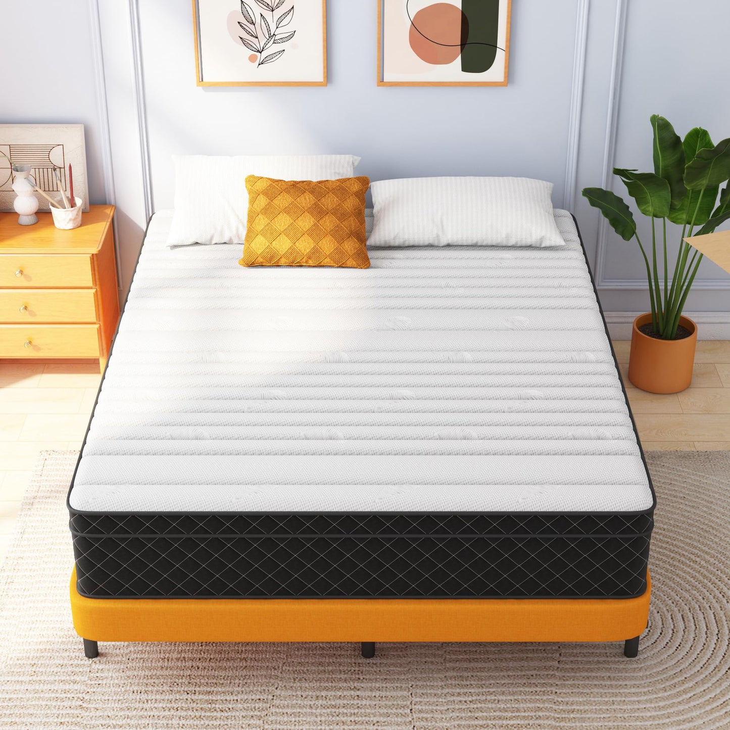 10 Inch Queen Hybrid Mattress | Firm Memory Foam with Pocket Springs | Pressure Relief & Supportive
