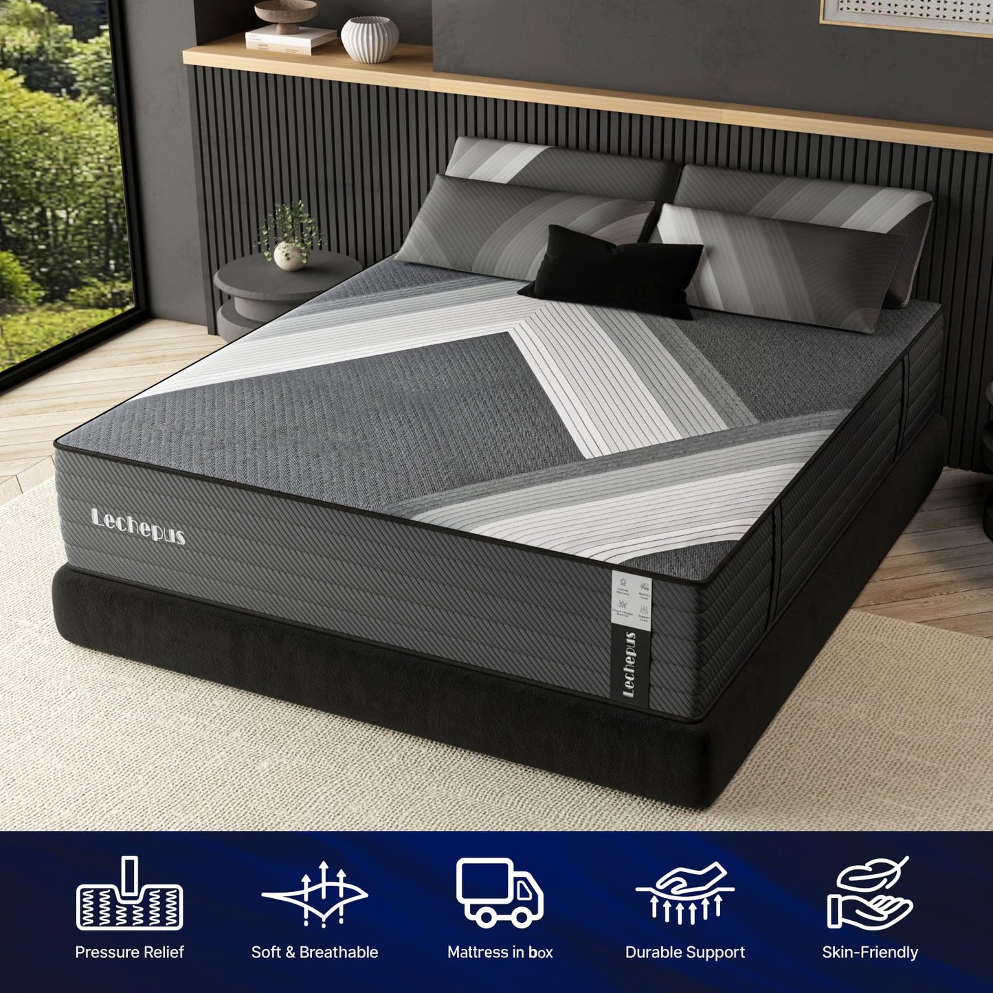 14 Inch Twin Hybrid Mattress | Extra Firm Gel Memory Foam | Flippable Dual Side, Lumbar & Hip Support | Fiberglass Free, CertiPUR-US Certified