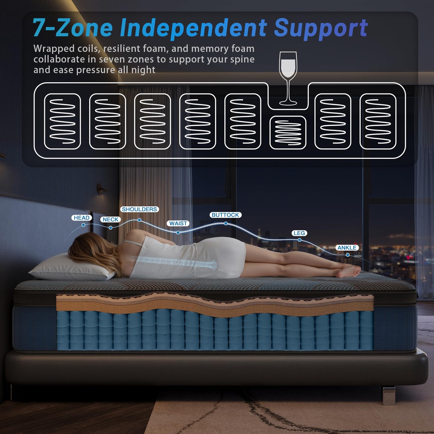 Queen Mattress, 12 Inch Hybrid Bed in a Box with Gel Memory Foam & Pocket Springs, Medium Firm Cooling Pressure Relief & Edge Support