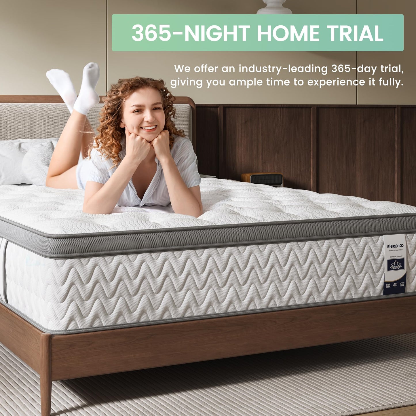 12 Inch Full Hybrid Mattress | 5-Zone Firm with Lumbar & Shoulder Support | Pain Relief, Fiberglass Free | 365 Night Trial