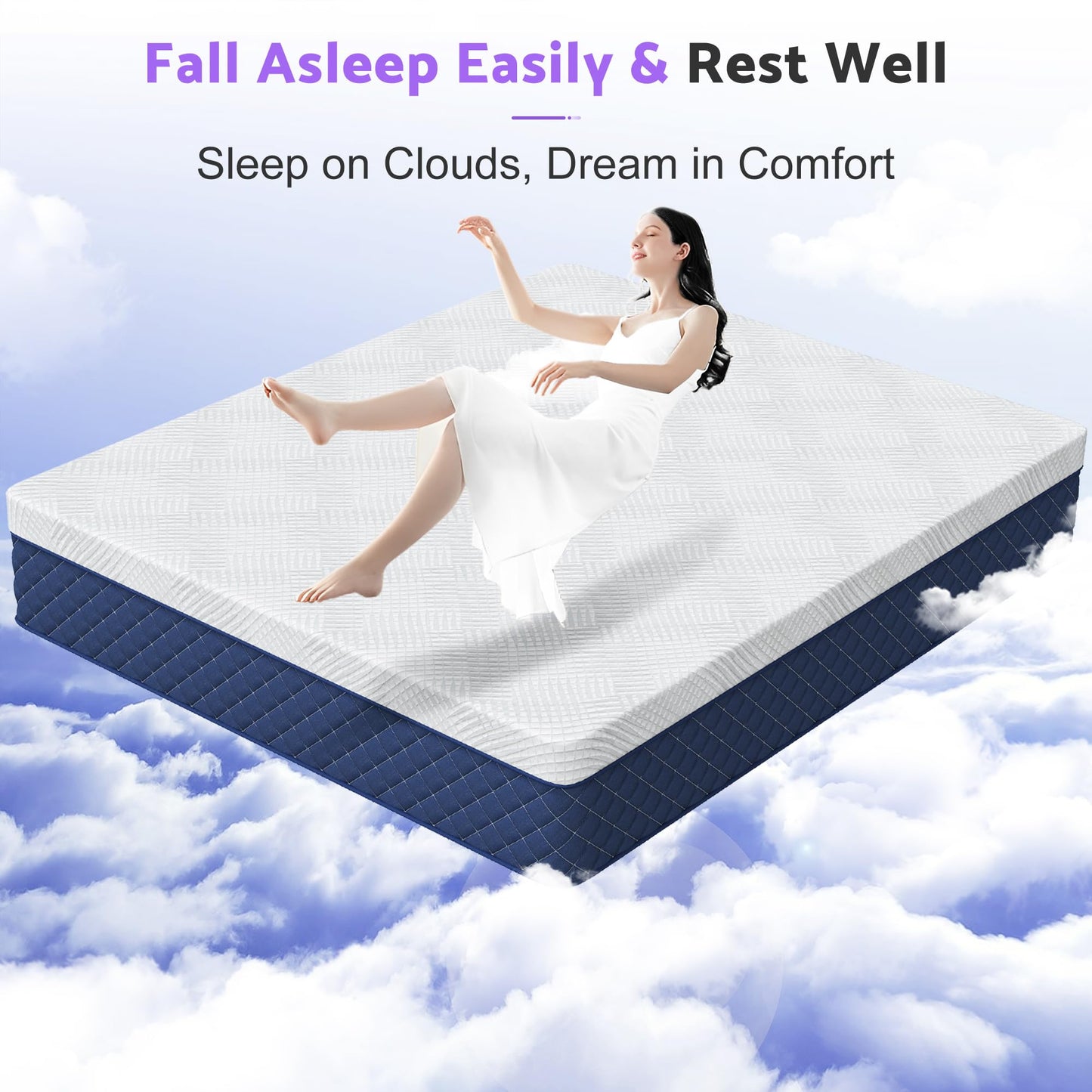 12 Inch Queen Size Hybrid Mattress in a Box, Memory Foam & Pocket Springs, Breathable Bed for Comfort, Support & Pressure Relief, CertiPUR-US, 60" × 80"