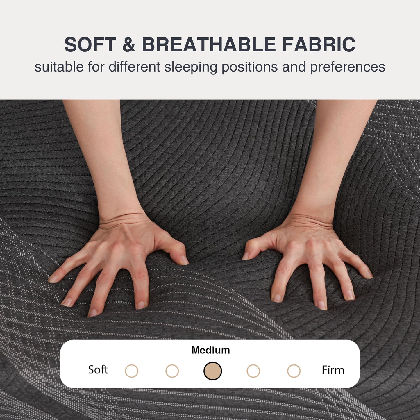 10 Inch Queen Size Charcoal Gel Memory Foam Mattress in a Box, Medium Bed, Cooling, CertiPUR-US Certified, Fiberglass-Free, Made in USA, 80" × 60"