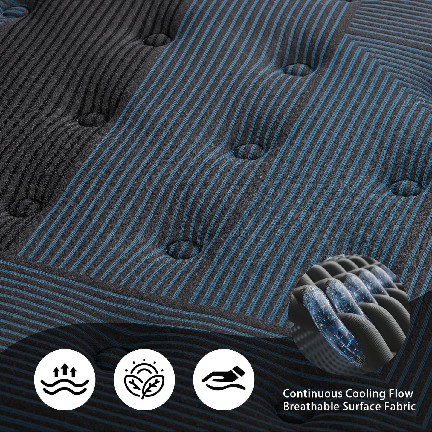 King Mattress, 12 Inch Hybrid Bed in a Box with Gel Memory Foam & Pocket Springs, Medium Firm Cooling Pressure Relief & Edge Support