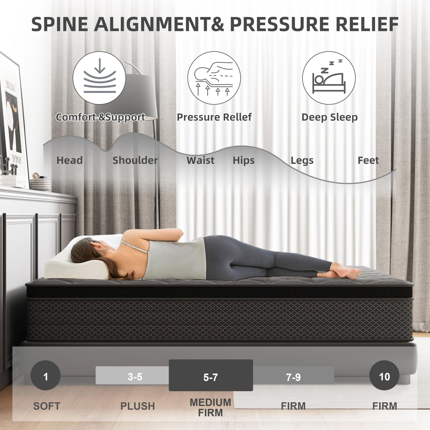 14 Inch King Size Hybrid Mattress in a Box, Memory Foam & Pocket Springs, Medium Plush Bed with Motion Isolation, CertiPUR-US Certified, Fiberglass-Free, 365-Night Trial