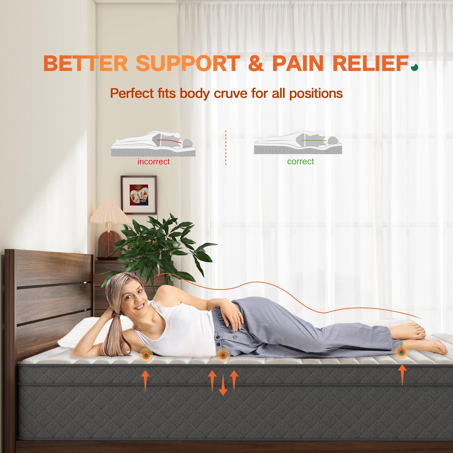 12 Inch Queen Hybrid Mattress | Medium Firm Memory Foam with Pocket Springs | CertiPUR-US Certified, Fiberglass Free